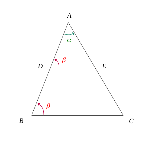 Similarité de deux triangles ayant deux angles égaux deux-à-deux