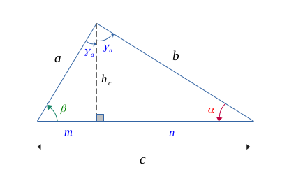 Réciproque du théorème de Pythagore - calcul de l'angle gamma