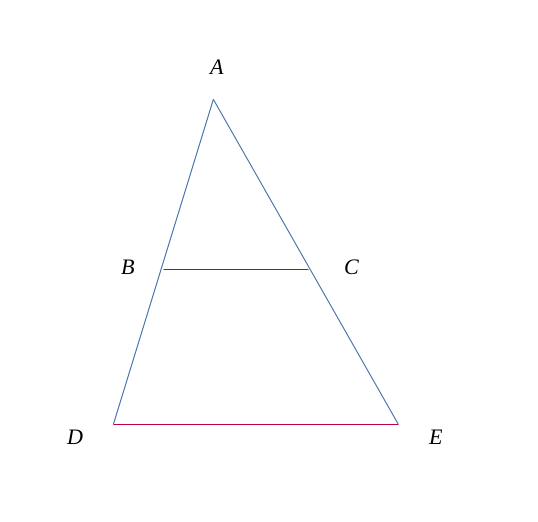 Un triangle quelconque avec une parallèle à un des côtés